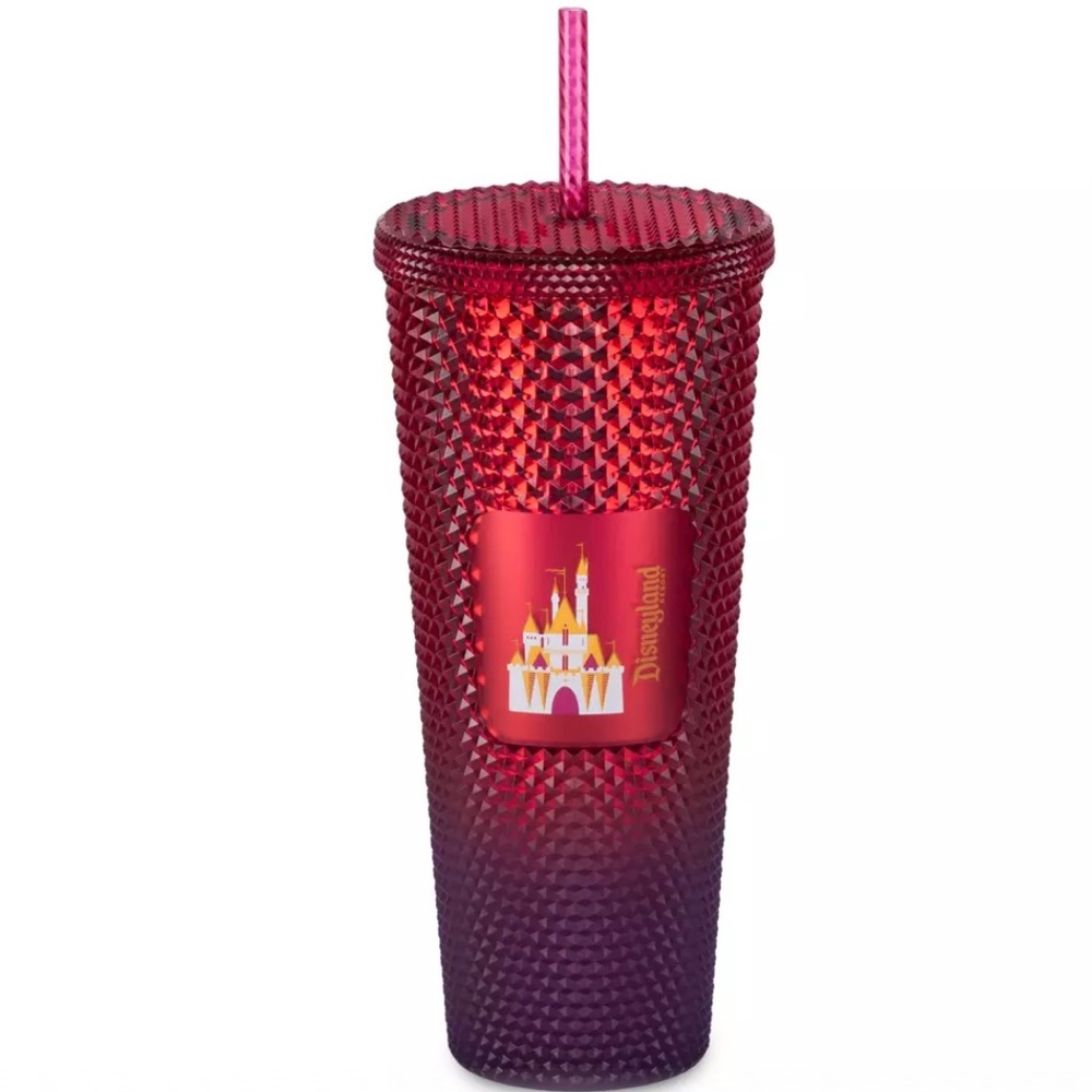 Disneyland Geometric Starbucks studded Tumbler with Straw – Red 24oz cold cup